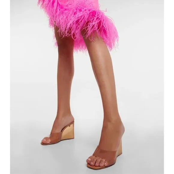 Amina Muaddi Lupita 95 PVC wedge sandals EU37.5/US7.5 $1105 - Picture 3 of 13